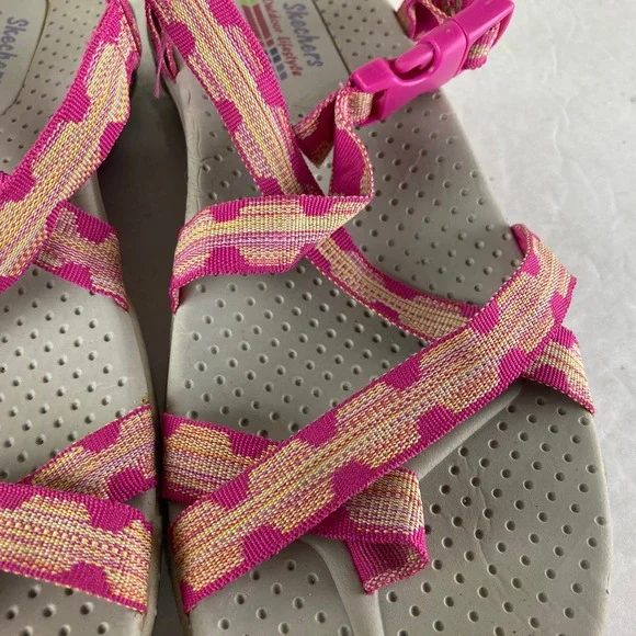 Skechers Outdoor Lifestyle Sandals Women Pink Tan Strappy Buckle Hiking Walking - Picture 3 of 8